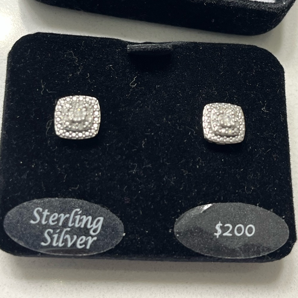 Diamond stud cushion earrings